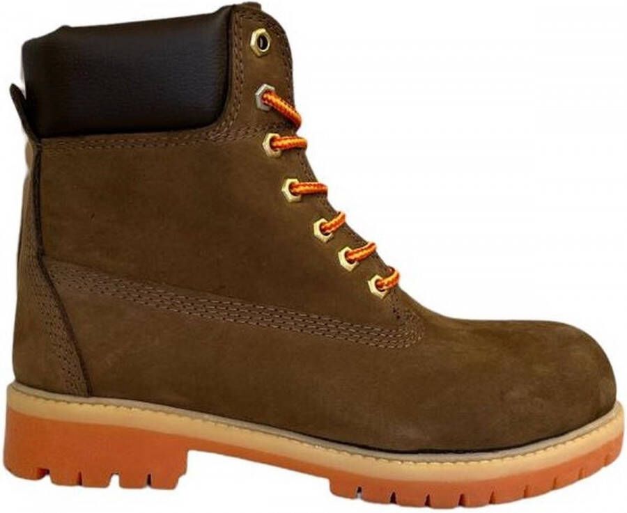 Online Express Schoenen Veterboot Heren laarzen 6 inch Premium Veterschoen Nubuck leer Bruin