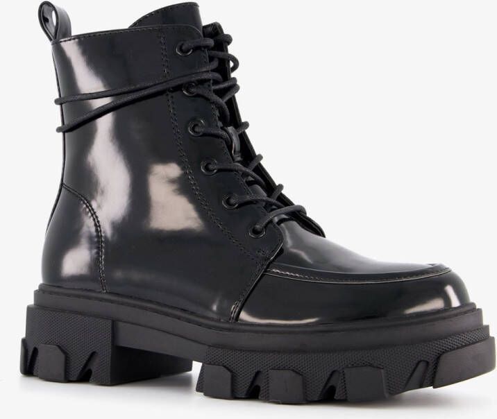 ONLY Shoes lak dames veterboots zwart