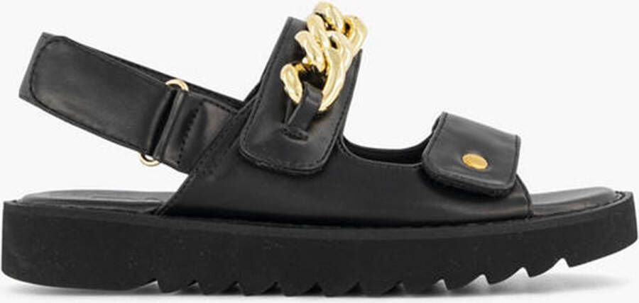 Only shoes Zwarte chunky sandaal sierketting