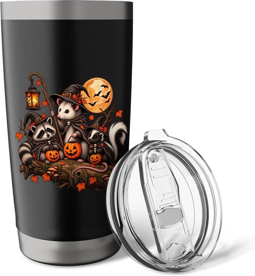 Opossum Wasbeer Stinkdier Halloween Grappige Dubbelwandige RVS Thermosbeker