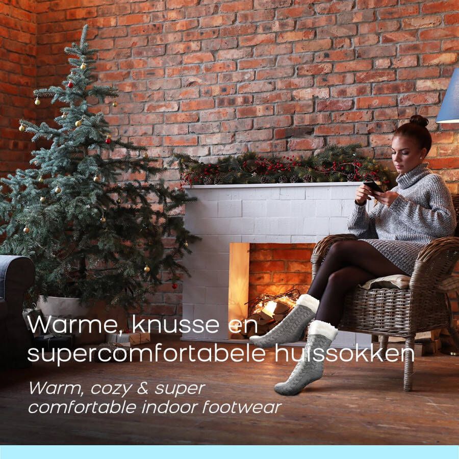 Orange Donkey Cozy Slipper Socks Huissokken Grijs Anti Slip Sokken One Size Fleece Sokken en Warme Sokken Bedsokken Slofsokken Gevoerde Sokken Fluffy Sokken Dikke Sokken - Foto 2