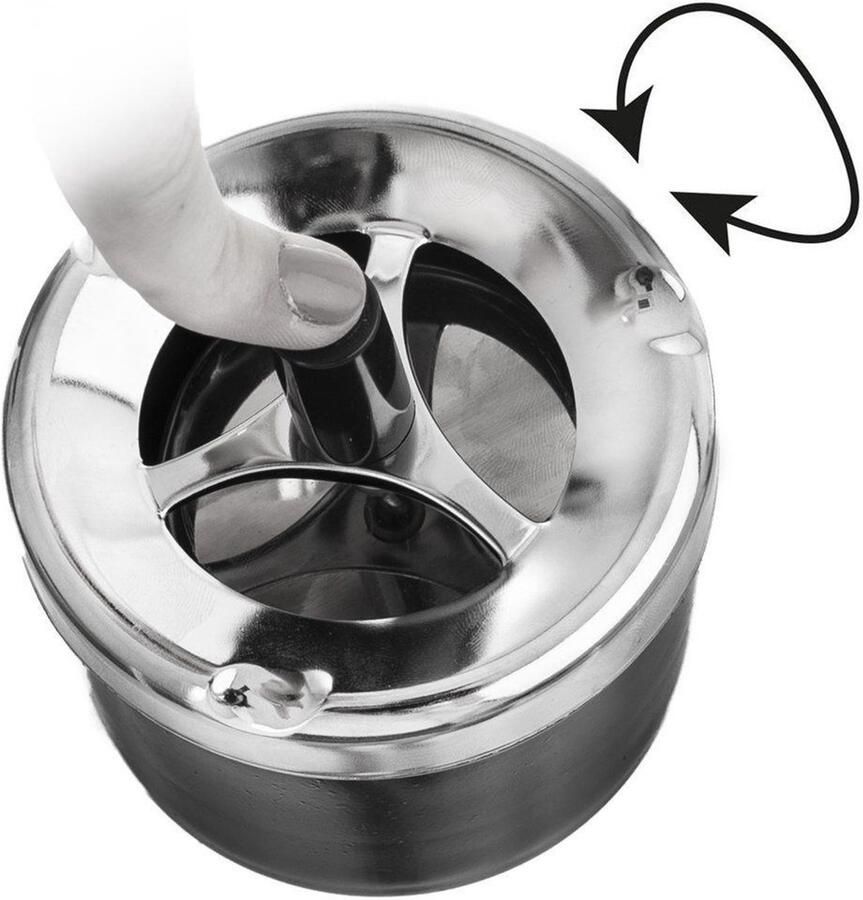 Orion Metalen Sluitbare Asbak Ø Zwart en Zilver Draaibaar en Duurzaam