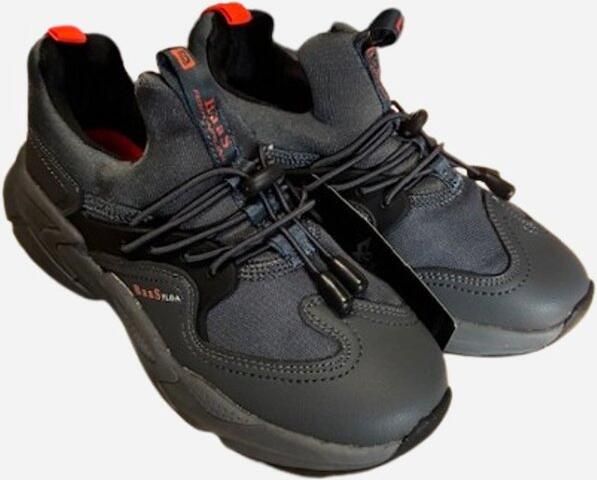 O.T.Trends Kindersneakers Zwart Rood Sportieve Kinder Schoenen met Elastische Veters Comfortabele Sneakers