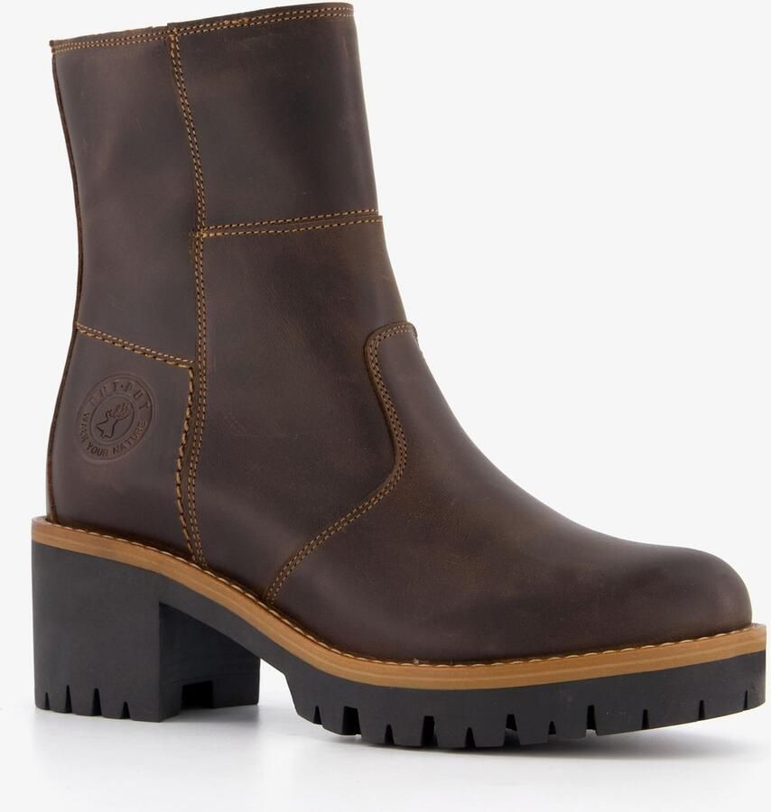 Output leren dames boots met hak bruin