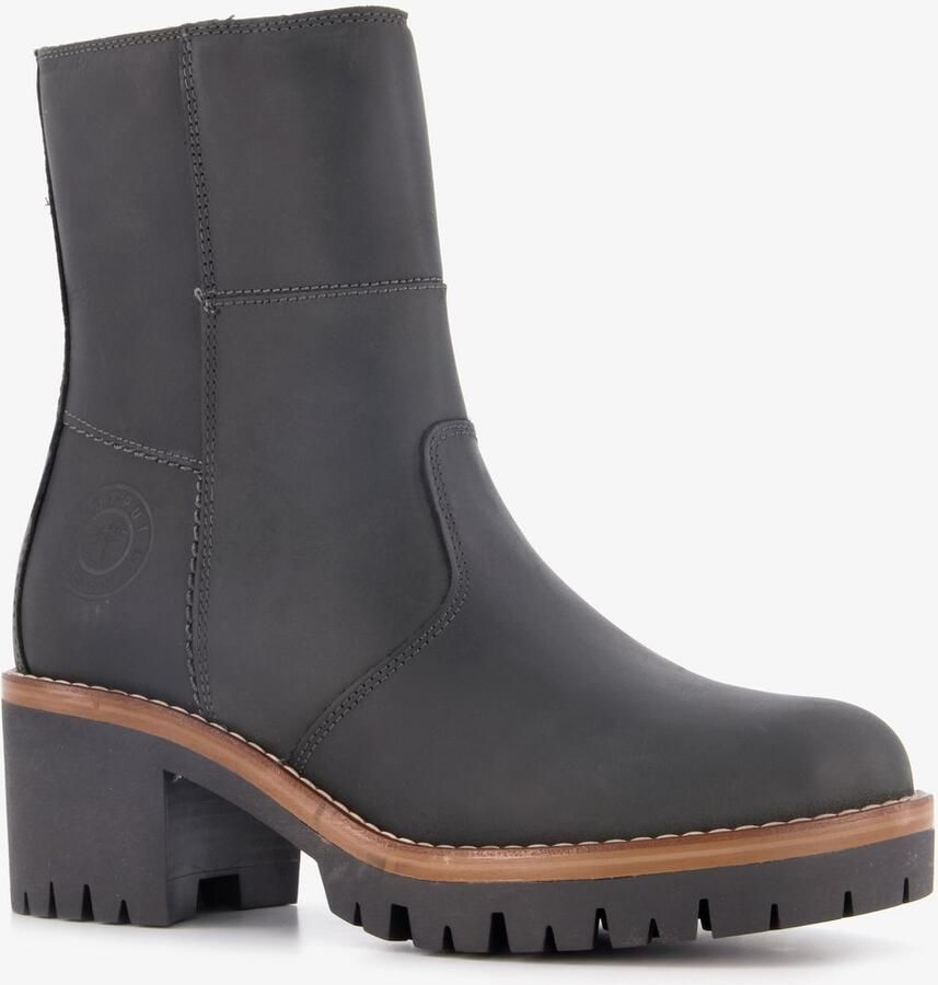 Output leren dames boots met hak zwart
