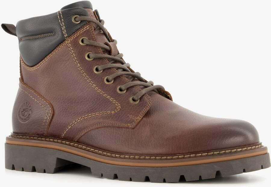 Output leren heren veterboots bruin