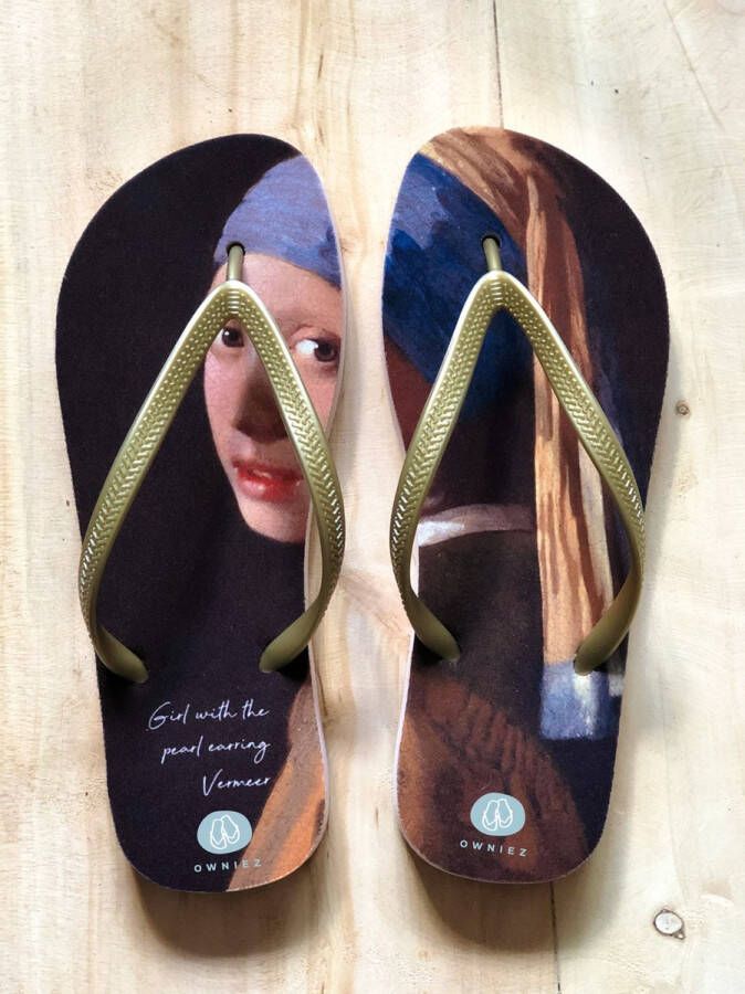 Owniez Flip Flops Vermeer 'Meisje met de Parel' Slippers Dames Comfortabele en Duurzame Slippers