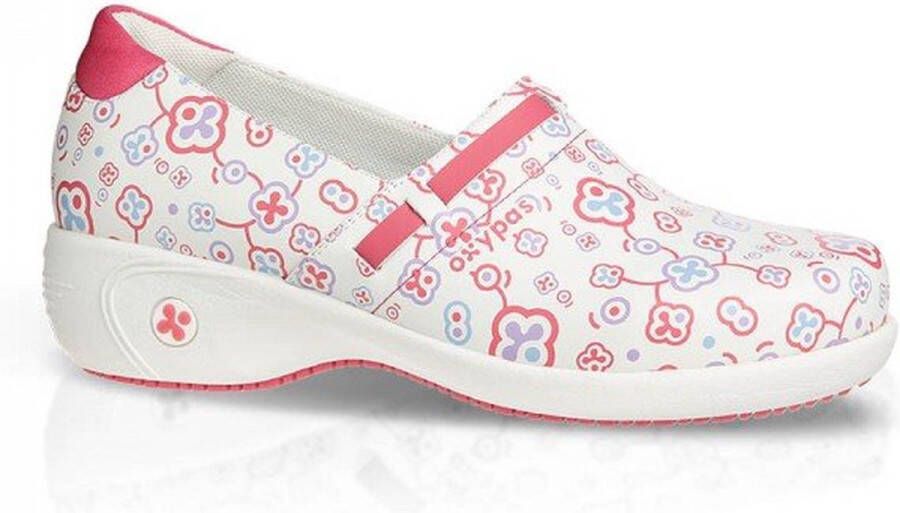 Oxypas Professional Oxypas Medische Schoen Met Hak Lucia ESD Fuchsia Bloemen
