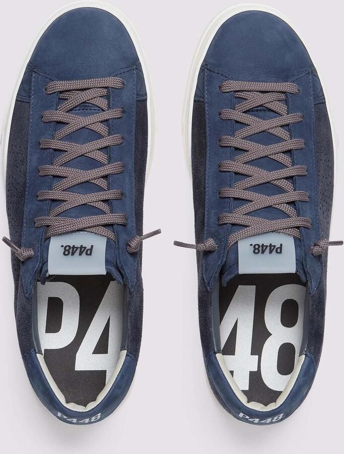 P448 Blauwe Suède Sneakers met Donkergrijze Veters Blue Heren