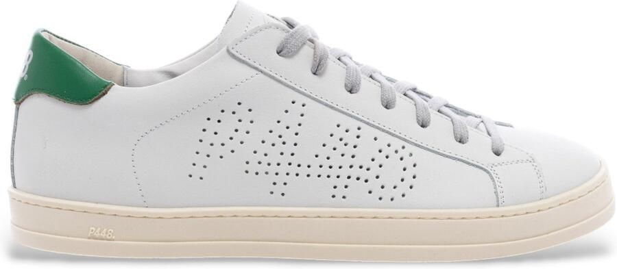 P448 Witte Leren Sneakers met Groene Hiel