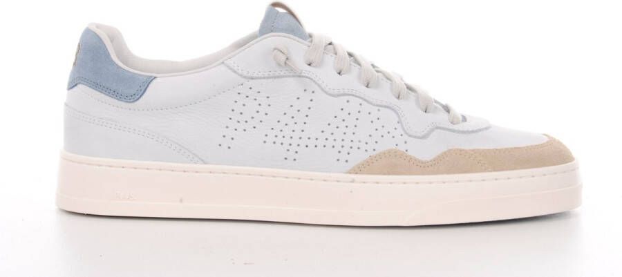 P448 Witte leren sneaker met suède inzetstukken White Heren