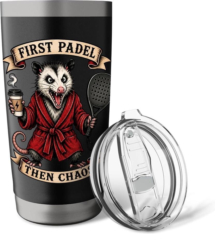 Padel dan Koffie Grappig Padel Opossum Thermosbeker