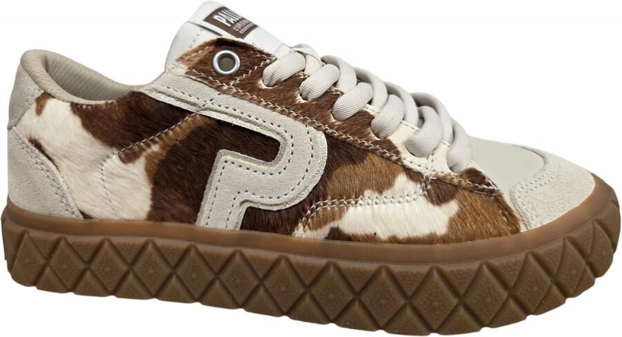 Palladium Ace Low Mix LTH Wild Pony Sneakers Wit Bruin Leer en Textiel Dames Wit Bruin