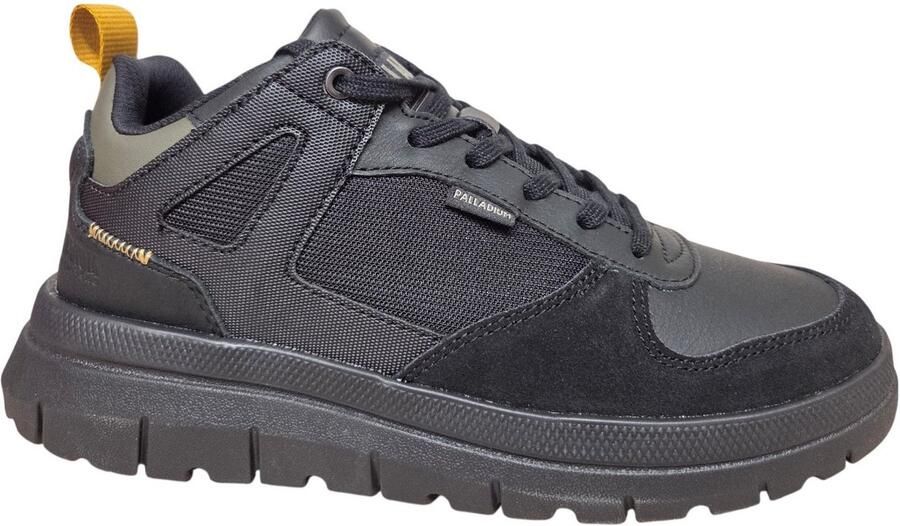 Palladium Pallaflex Low Mix Black Sneakers Zwart Leer Combi Heren Zwart