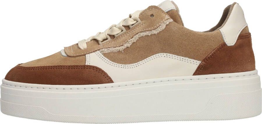 Palpa Neutrale Leren Platform Sneaker met Teddy Detail Multicolor Dames