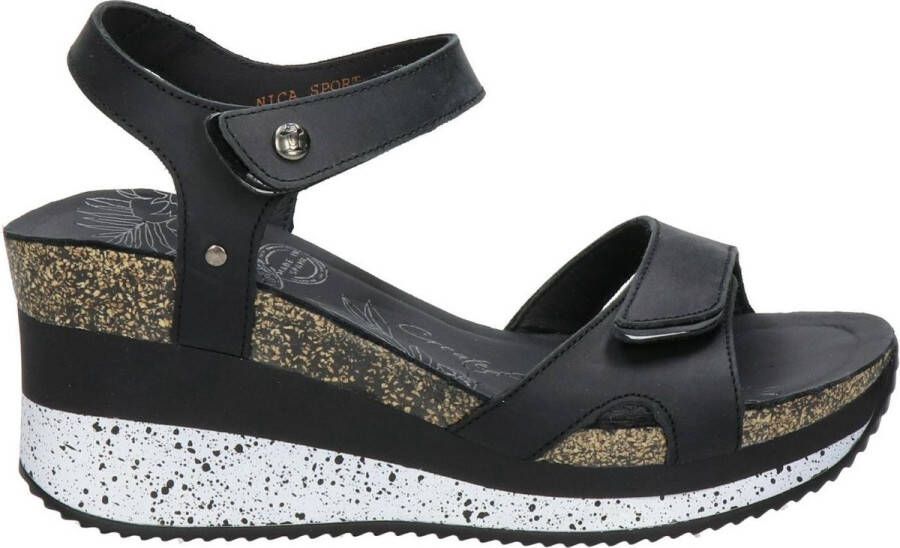 Panama Jack Nica Sport B1 sandalen met sleehak zwart