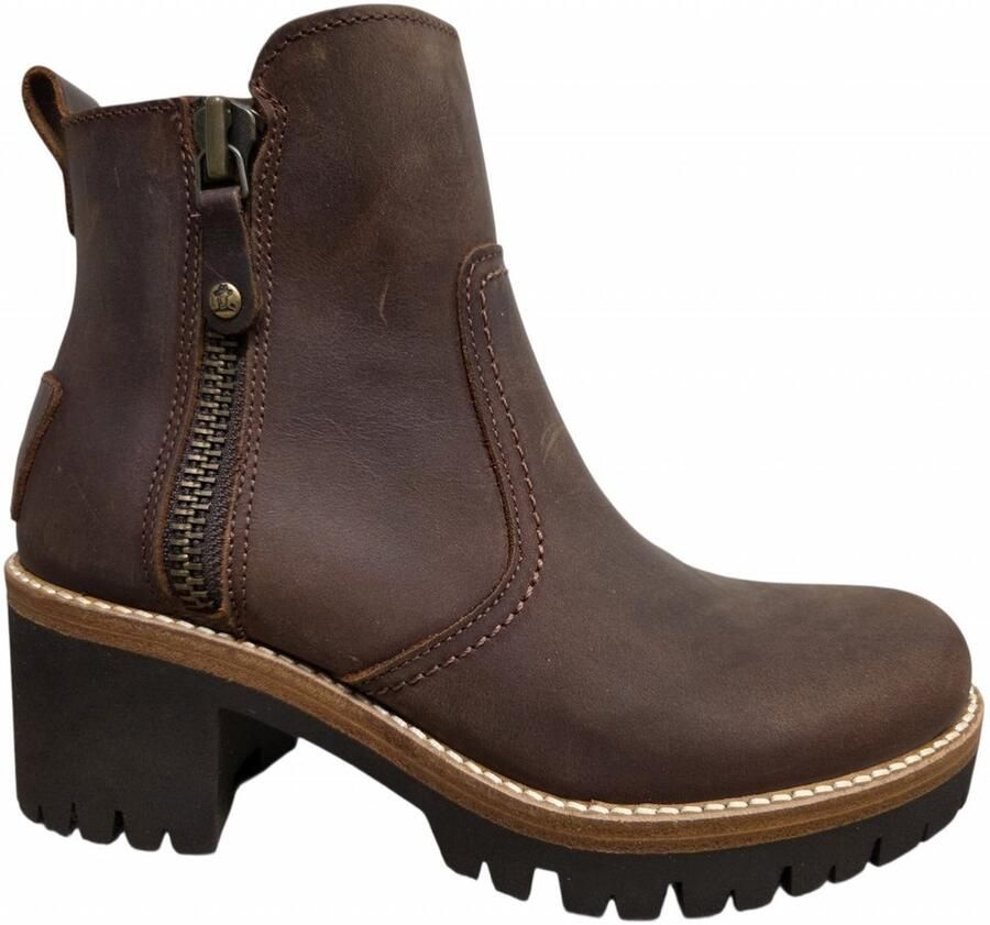 Panama Jack Pauline B10 Napa Cuero Bark Boots Bruin Gevet Leer Dames Bruin