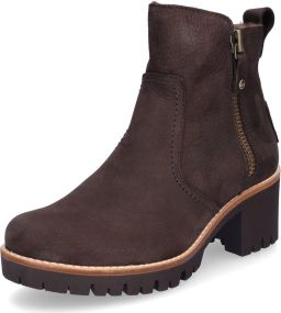 Panama Jack Pauline B19 Bruin Nubuck Dames Enkellaars met Hak en Bont