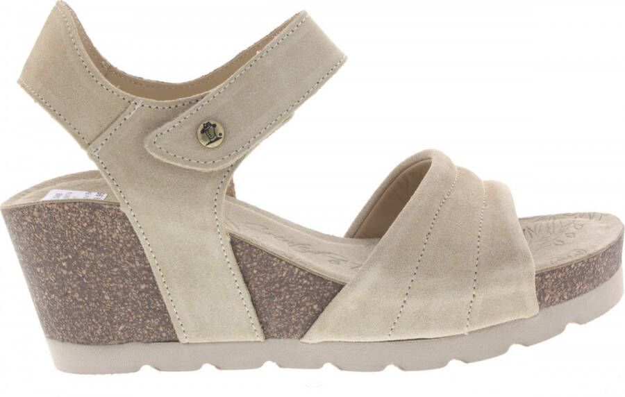 Panama Jack Wig Sandalen met Plakband Beige Dames