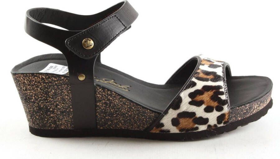 Panama Jack Victory Leopard B2 sandalen met sleehak zwart