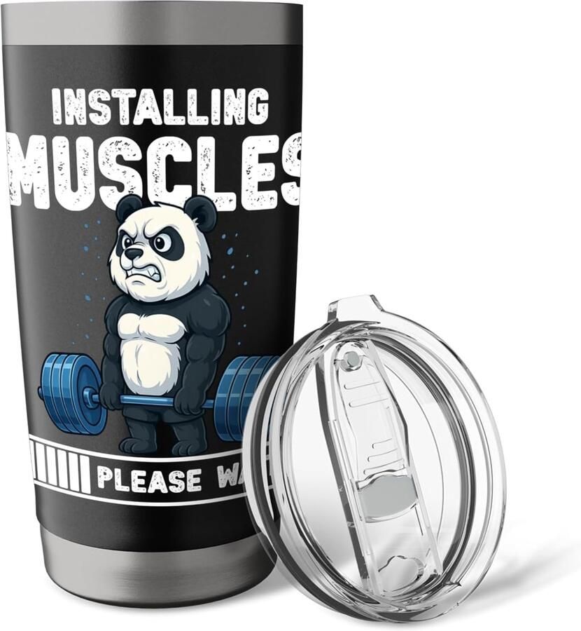 Panda-design dubbelwandige thermosbeker