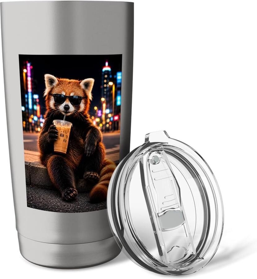 Panda ijscoffeemug dubbelwandig roestvrij staal