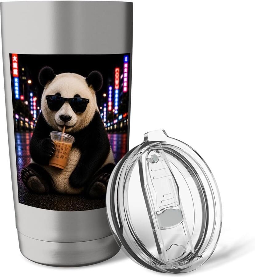 Panda ijscoffeemug met panda-meme