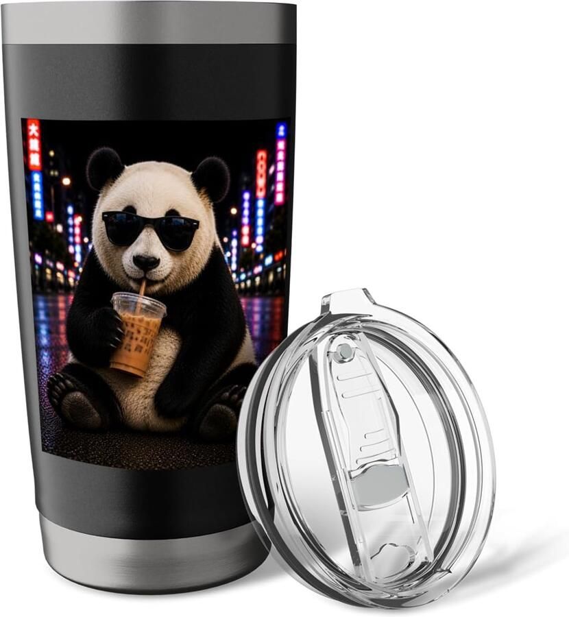 Panda ijscoffeemug met panda-meme