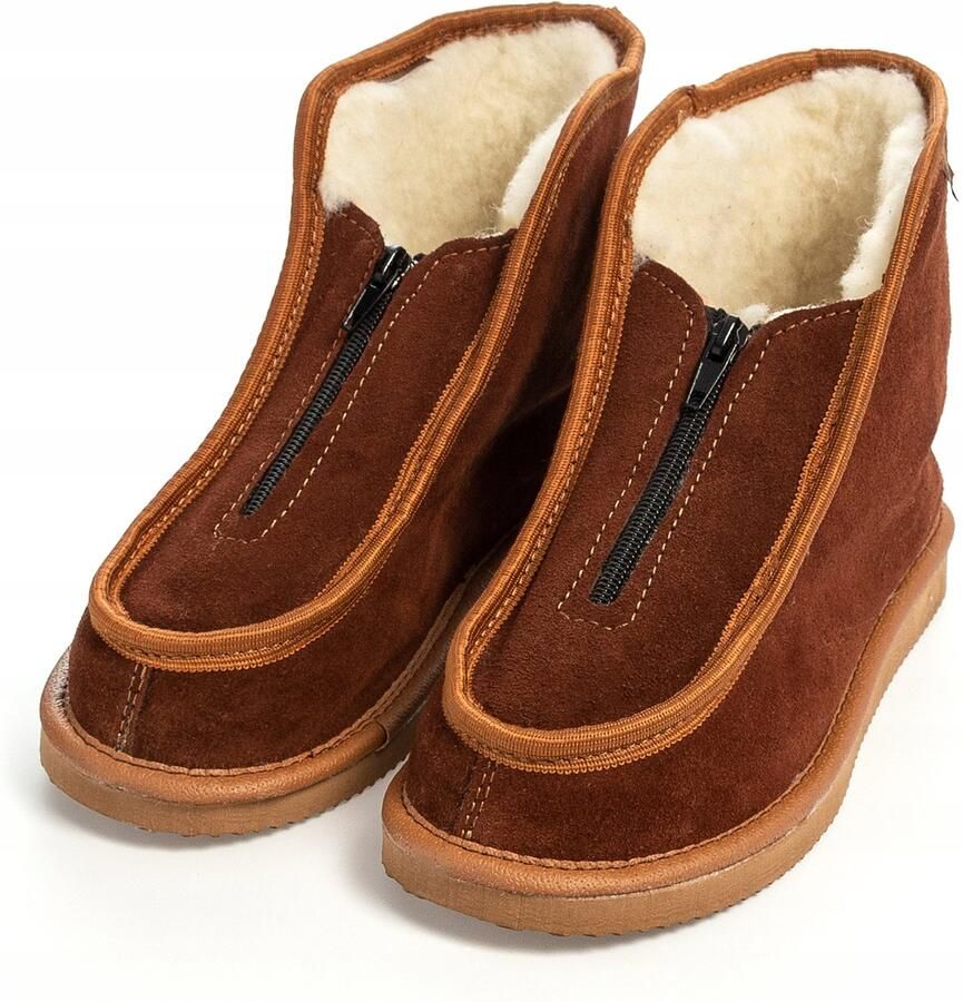 PanSzew Dames Pantoffels van Leer Warme Suede met Rits