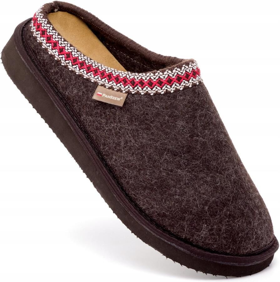 PanSzew Dames Pantoffels Wol & Leer Comfortabel & Warm