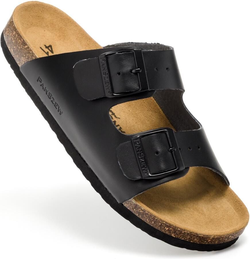 PanSzew Heren Leren Slippers met Kurken Zool Comfort & Stijl