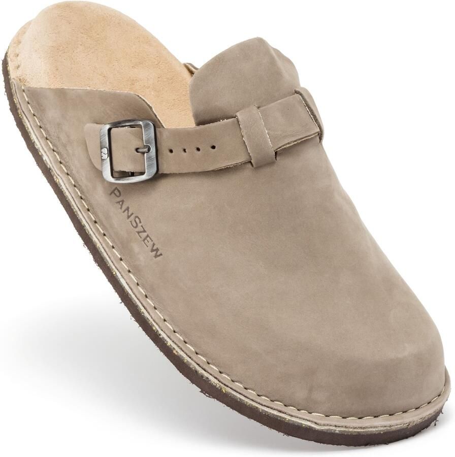 PanSzew Heren Slippers Leer Nubuck Profiel Verstelbaar Mocha