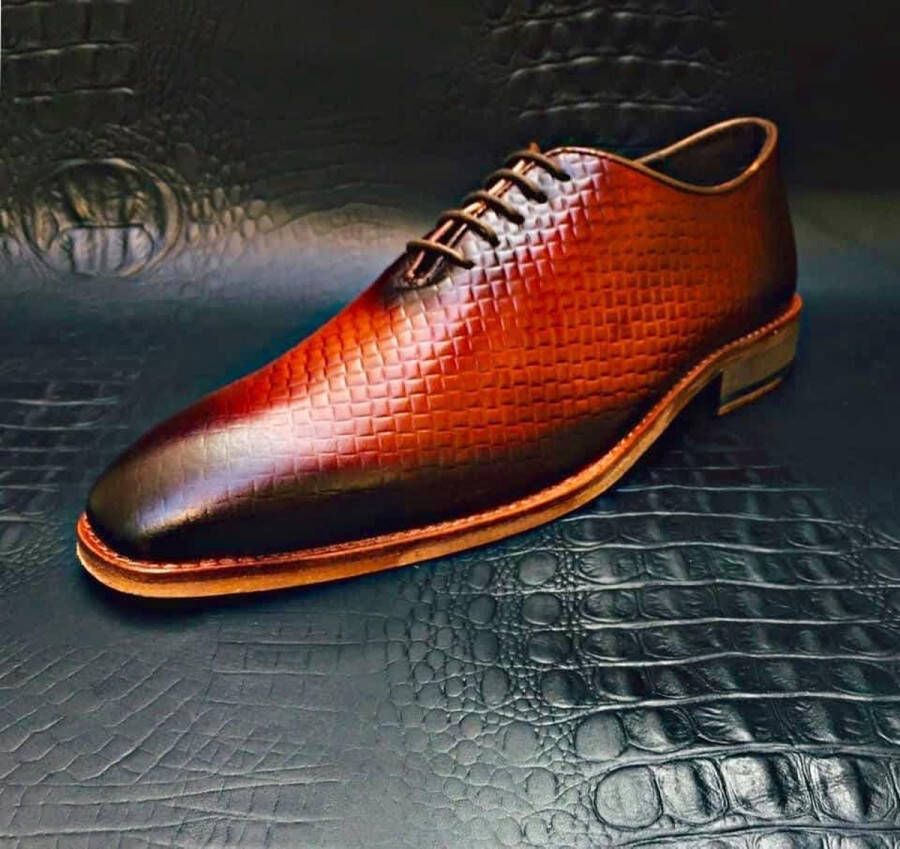 Pantera Pelle Leather Shoes Volledig Lederen Herenschoen Bruin-Cognac