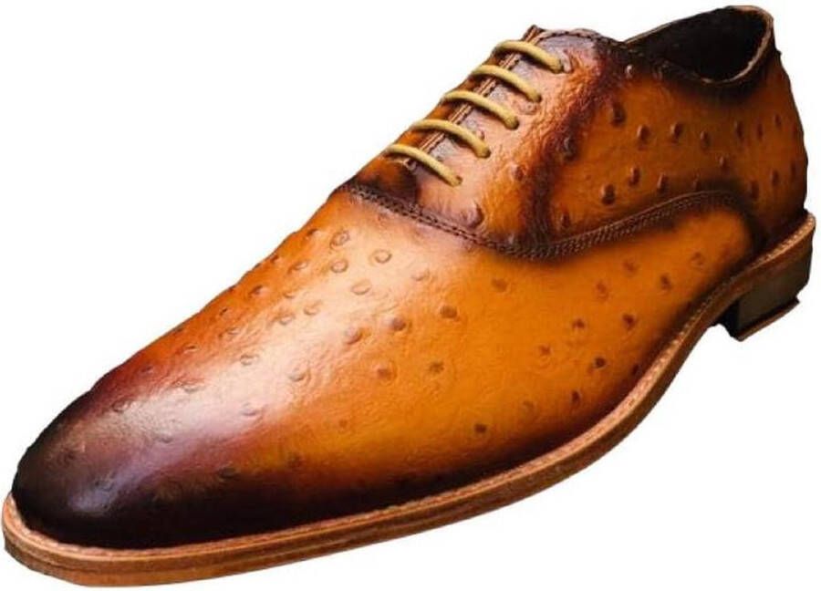Pantera Pelle Leather Shoes Volledig Lederen Herenschoen Cognac