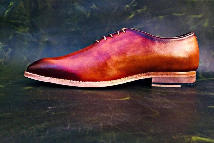 Pantera Pelle Leather Shoes Volledig Lederen Herenschoen Cognac