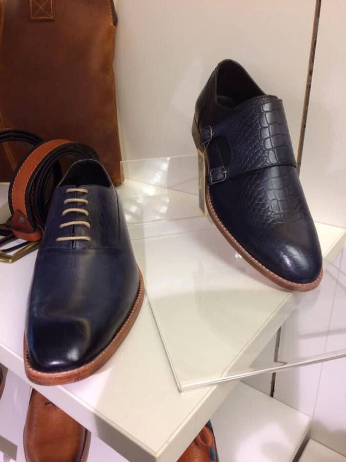 Pantera Pelle Leather Shoes Volledig lederen Herenschoenen donkerblauw - Foto 1