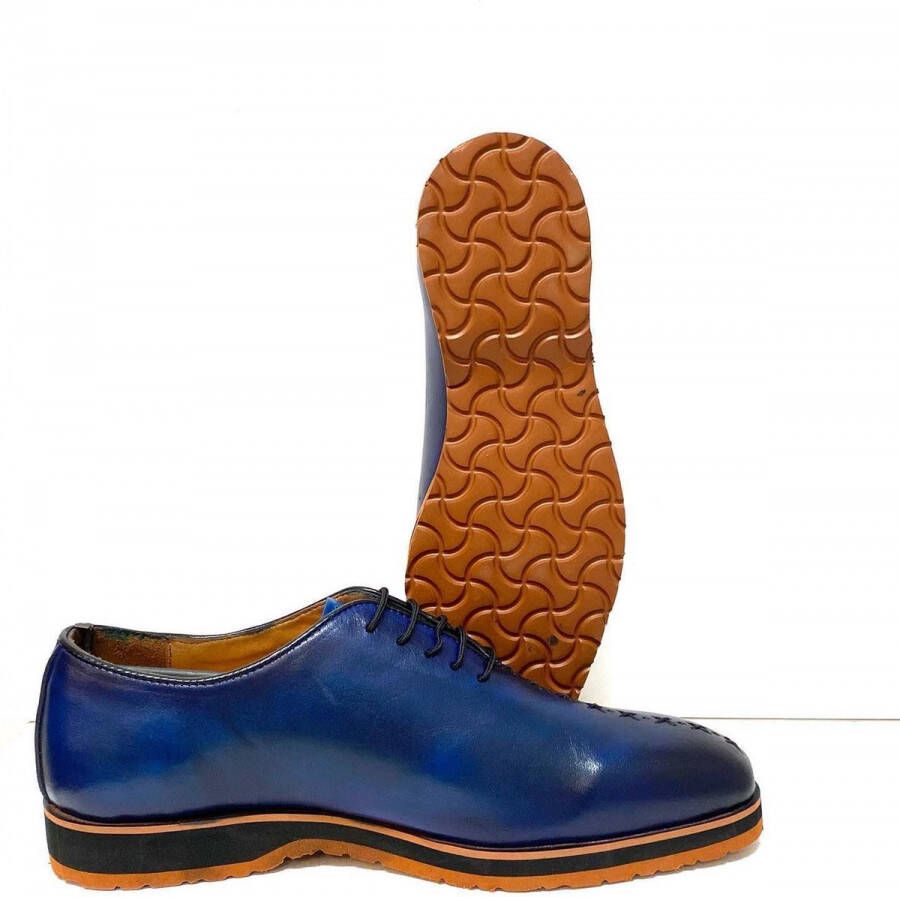 Pantera Pelle Shoes Lederen herenschoen met sneakerzool blauw