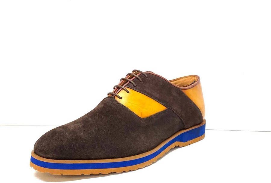 Pantera Pelle Shoes Suede met Lederen Herenschoen Bruin met cognac