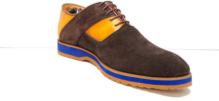 Pantera Pelle Shoes Suede met lederen Herenschoen Bruin met cognac