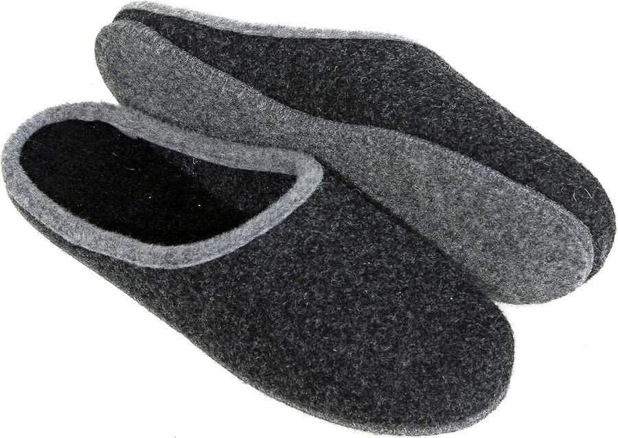Pantoffel n Walk Vilten Pantoffels met Vilten Zool Antraciet