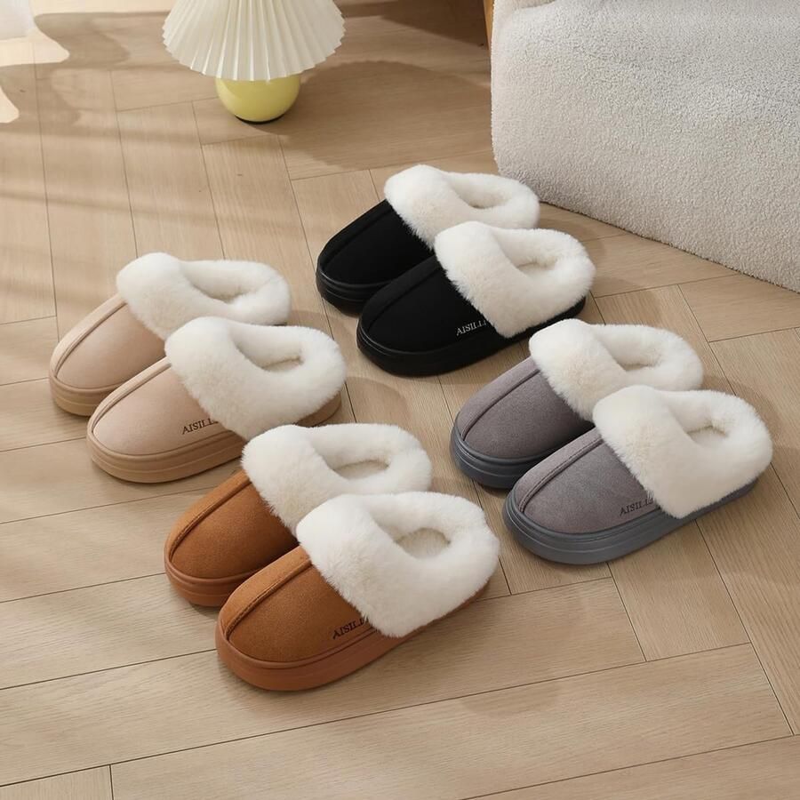 Pantoffels Grijs 40 41 EU Warme Fleece Pantoffels met Antislip Zool Voor en