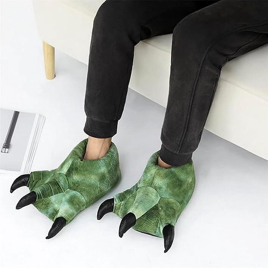 Pantoffels met Dierenpoot Groen Large Warm en Zacht met Antislipzool Voor Thuis en Cosplay