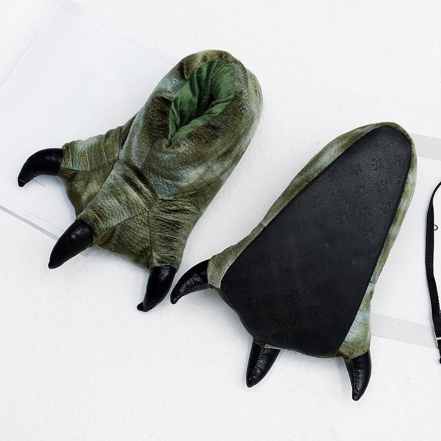 Pantoffels met Dierenpoot Lichtgroen Medium Harige Pantoffels met Antislipzool Voor en