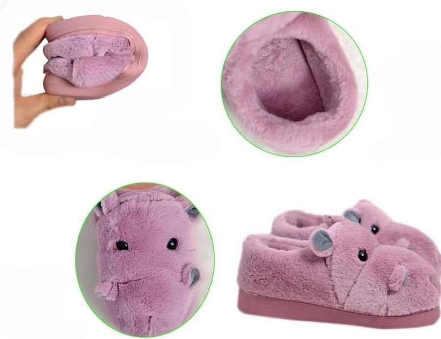Pantoffels met nijlpaard motief