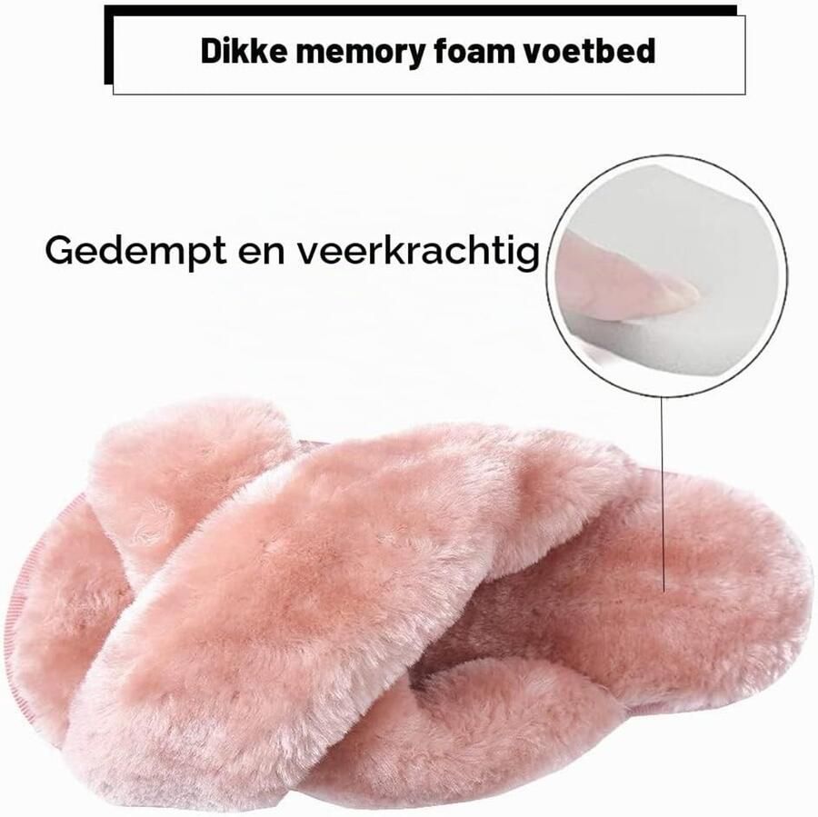 Pantoffels Roze 39 40 EU Pluizige Sloffen met TPR-zool Voor Dames