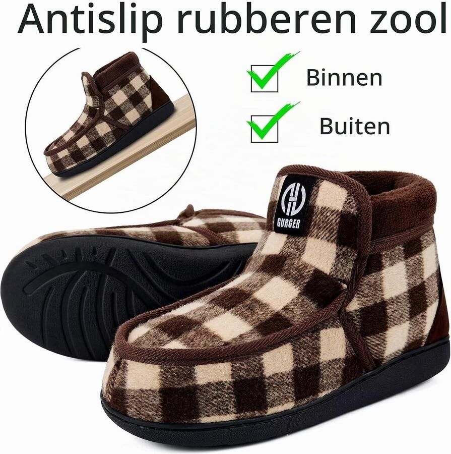 Pantoffels voor Heren Bruin 42 43 EU Warm Pluche Gevoerde Mocassins Voor Binnen en Buiten