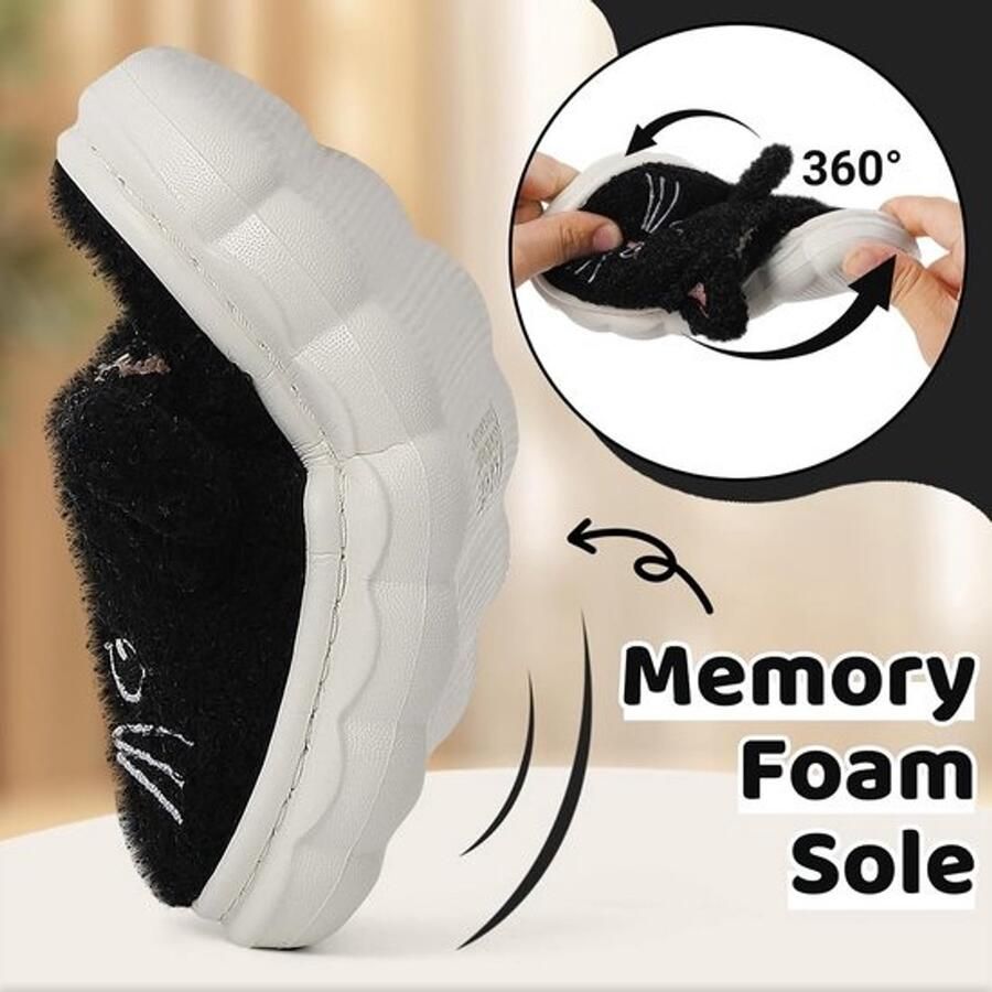 Pantoffels voor meisjes kattenmotief pluche antislip voor binnen winter