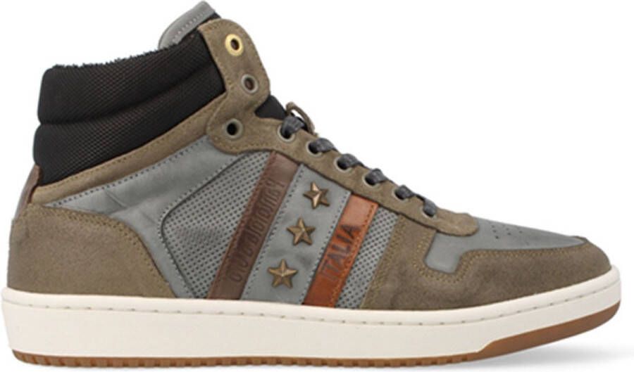 Pantofola d'Oro Bolzano Uomo Mid leren sneakers kaki grijs