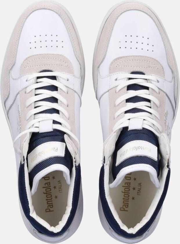 Pantofola D'Oro Velours Leren Sneakers met Klassieke Stijl White Heren
