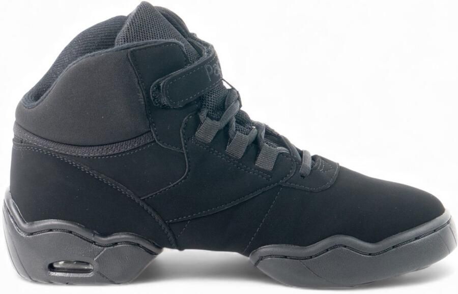 Papillon PA1506 hooge danssneakers Splitzool met lucht gevulde demping Uitstekende flexibiliteit en bewegingsvrijheid Extra enkelondersteuning met klittenbandstrip Hiphop Streetdance Jazzdance Zumba Zwart